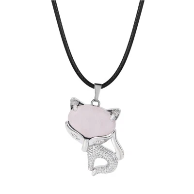 Collar de zorro de la suerte para mujer energía curativa cristal amuleto animal piedras preciosas colgante Foto 1 de 4