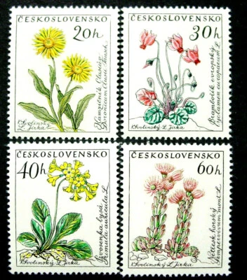 Checoslovaquia, Juego de flores 1960, corto, Scott 1013//1018, 4 estampillas, MNH Foto 1 de 3