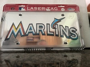 Miami Marlins Premium Laser Cut Tag License Plate, Mirrored Acrylic... Licensed - Picture 1 of 1