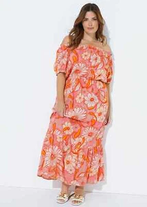 * Matalan BNWT Papaya CURVE Pink Floral Bardot Maxi Dress (ST55)