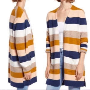 Madewell Kent Colorblock Wool Alpaca Cardigan NEW Plus Size 3X Bengali Indigo - Picture 1 of 11