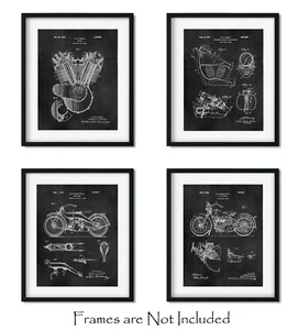 4 impresiones artísticas de patentes Harley Davidson 8x10 en decoración de pared - excelentes regalos para ciclistas - Imagen 1 de 11