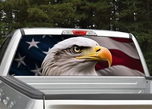 Bald Eagle American Flag V5 Patriotic Rear Window Decal Graphic for Truck SUV - Bild 1 von 3