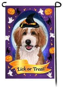 Halloween Garden Flag - Red and White Bernedoodle - Picture 1 of 1