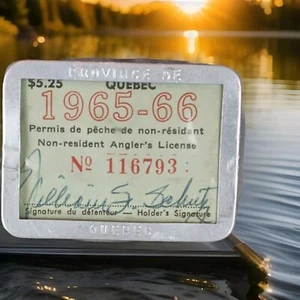 Vintage 1965-66 Quebec licenza di pescatore non residente n. 116793 - Foto 1 di 6