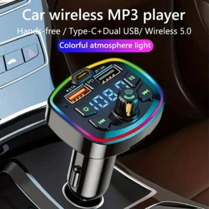 Bluetooth FM Transmitter Handsfree Car MP3 5.0 Music Kit USB Fast Charger 2 - Imagen 1 de 8