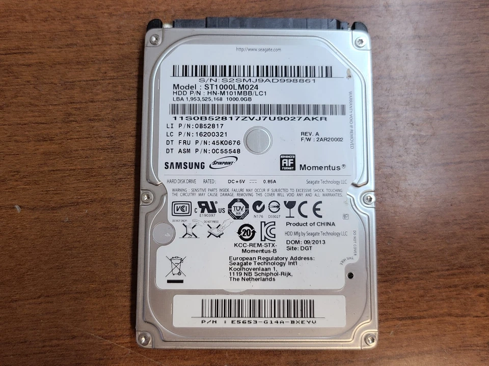 ORIGINAL!! SEAGATE ST1000LM024 1TB 5400RPM HDD HARD DRIVE HN-M101MBB/LC1 0B52817 - Image 1 of 2