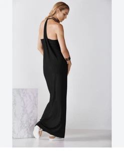 Fabletics Neema Maxi Vestido Negro Espalda Abierta Sin Mangas Griego S - Imagen 1 de 8