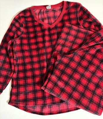 Conjunto de salón pijama a cuadros rojo negro para mujer talla L cuello en V sop suave country acogedor núcleo Foto 1 de 4