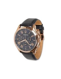 Bulova 302384 Clásico Wilton Manos Luminosas Cristal de Zafiro 43mm Azul Oro Rosa - Imagen 1 de 3