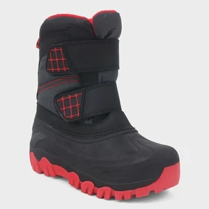 NWT Boys' Neko Double Strap Winter Boots - Cat & Jack Black w/Red trim - Picture 1 of 7