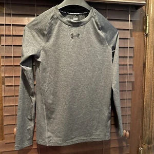Under Armour Heat Gear Fitted Youth Boys YLG Large Gray Long Sleeve Shirt UPF30 - Picture 1 of 6