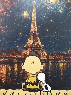 DEATH NYC "GERAHMT" Lithografie ltd.Edit. of "Charly Brown and Snoopy" 3D Siegel - Bild 1 von 4