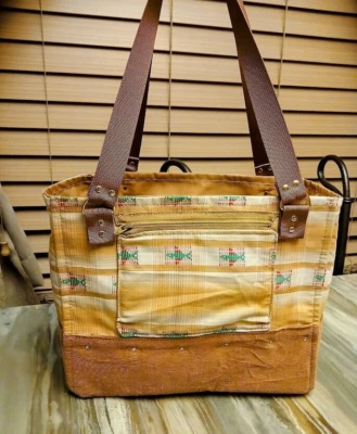 New Southwestern Phoenix Tote Shopper Purse Bag Rust Gold Double handle Carryall - Image 1 of 4