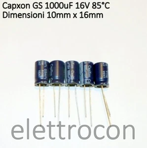 5 pezzi 1000uf 16V Condensatore elettrolitico polarizzato Capxon GS Serie - Foto 1 di 1