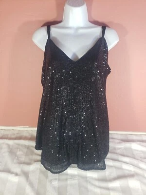 TÓRRIDO GÓTICO BOHO BODA SOPHIE LENTEJUELAS OMBRE SWING CAMI GUNMETAL NEGRO 0X 12 14  Foto 1 de 4