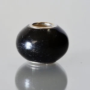 Individuality Beads IBB Sterling Silver Black Glass Charm Bead - Picture 1 of 3
