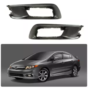 For 2012 Honda Civic Sedan LX EX EX-L Front Bumper Fog Light Cover Kit pair - Picture 1 of 10