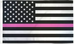 Thin Pink Line 3x5ft Poly - Thin Line Flagge zur Unterstützung von Brustkrebs-Überlebenden - Bild 1 von 4