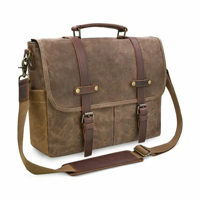 NEWHEY Men's Leather Waterproof 15.6"" Bag - Brown