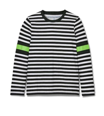 Camiseta Rockets of Awesome Boys Easy Rayas Blanco y Negro Talla 4 Acento Verde Neón Foto 1 de 4