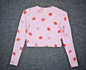 Skims Sleep Super Cropped Long Sleeve Women M Pink Cherry Blossom Lipstick NWT - Picture 1 of 6