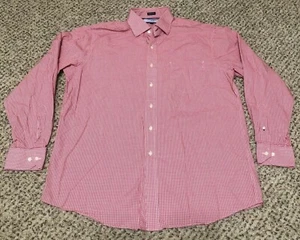 NICE Tommy Hilfiger Ithaca Red White Plaid Dress Shirt Men's Large 16 34/35 - Picture 1 of 4