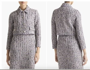 St. John Evening Broken Check Sleeveless Tweed Knit Sheath Dress & Jacket SZ 10 - Picture 1 of 13