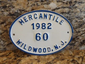43 YEAR OLD WILDWOOD NJ METAL MERCANTILE LICENSE PLATE IN EXCELLENT CONDITION - Picture 1 of 5