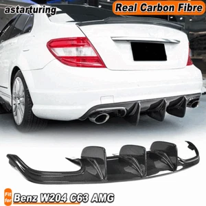For Mercedes Benz W204 C63 2009-11 REAL Carbon Rear Bumper Diffuser Big Fins - Bild 1 von 14