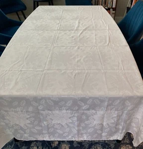 Martha Stewart White Poinsettia & Holly Damask Tablecloth - 60" x102" - Picture 1 of 3