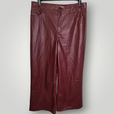 Pantalones Joe’s Jeans Pierna Ancha Imitación Cuero Borgoña Talla 33 Foto 1 de 4