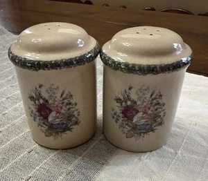 Home & Garden Party Stoneware Salt & Pepper Shakers Floral Splendor 3.5" Tall - Picture 1 of 6
