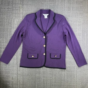 Cárdigan tejido Misook Blazer Mujer Petite M Chaqueta púrpura Botones dorados Bolsillos - Imagen 1 de 18