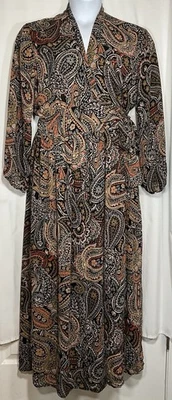 Dress Forum 洛杉矶长袖内衬雪纺裹身花卉连衣裙 L 码全新带标签 — 第 1/4 张图片