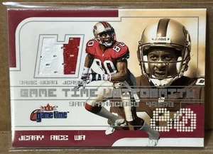 Jerry Rice 2001 Fleer Game Time Uniformidad Juego Usado Jersey Parche Rojo y Blanco SP - Imagen 1 de 2