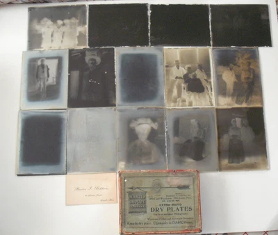 Lote de 14 Negativos Fotográficos Antiguos Mayormente Retrato Vidrio Platos Secos en Caja ID'D Foto 1 de 4