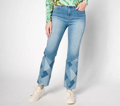 LOGO by Lori Goldstein Women's Plus Sz Pants 20 Regular Printed Blue A632693 - Image 1 of 4