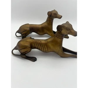 2er Set Vintage Messing Windhund Whippet Hund Statuen/Figuren 60er Jahre - Bild 1 von 10