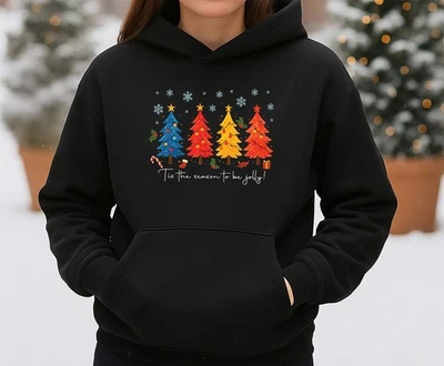 Viagem de Natal em família 2025, Moletom com capuz unissex personalizado, flocos de árvore (HOD) - Imagem 1 de 4