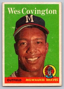 1958 Topps #140 Wes Covington Milwaukee Braves - Bild 1 von 3