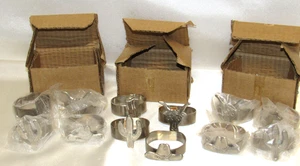 Vintage Cowboy Western Silver Tone Napkin Rings Set Of 12 Made in India New - Picture 1 of 8