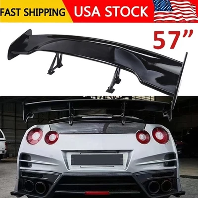 Glossy Black 57"Rear Spoiler Wing Truck GT-Style For Nissan GT-R 2009-2018 Screw Foto 1 de 4