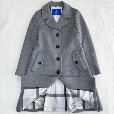 Burberry Blue этикетка длинная шерсть пальто серый клетку 40L двойной Biber б/у - Изображение 1 из 4
