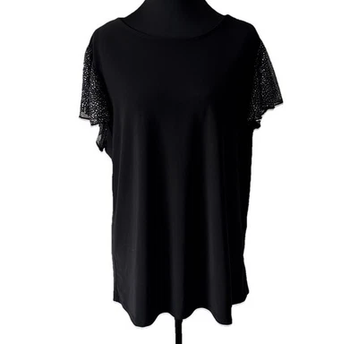 Blusa Top ANNALEE + HOPE Negra Caprichosa Manga Acampanada Talla XL Elastizada Oficina Foto 1 de 4