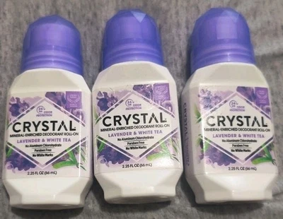 Desodorante mineral enrollable CRYSTAL para mujeres y hombres lavanda y blanco sin aluminio  Foto 1 de 2