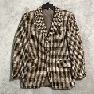 Blazer Vintage Pata de Gallo Lana Para Hombres 40R Abrigo Deportivo Chaqueta Marrón Tweed Peso Medio Foto 1 de 4