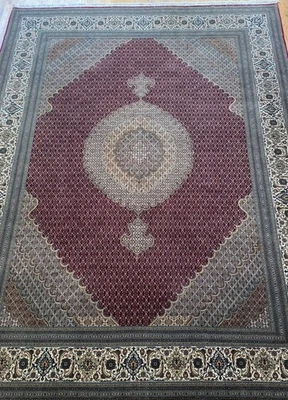 Alfombra Oriental Anudada a Mano Seda y Lana Tabrizz Mahii Firmada 8'4"x11'8" Excelente Foto 1 de 4