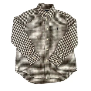Ralph Lauren Boys Gingham Check Button-Down Shirt Black Size 6 - Picture 1 of 5