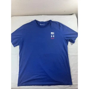 Under Armour Men's Loose Fit Heatgear T Shirt Blue USA Flag Graphic Size LG - Picture 1 of 7